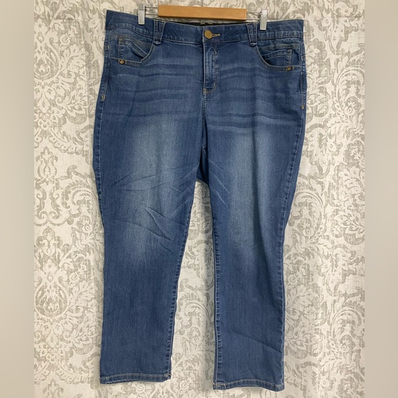 Democracy AB Solution Stretch Straight Leg Cropped Ankle Jeans Blue 20W 20 W - Picture 1 of 7